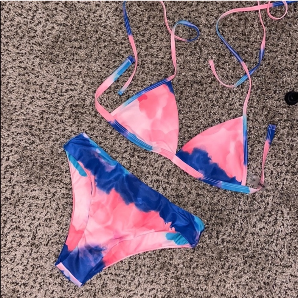 Tie dye high cut bikini